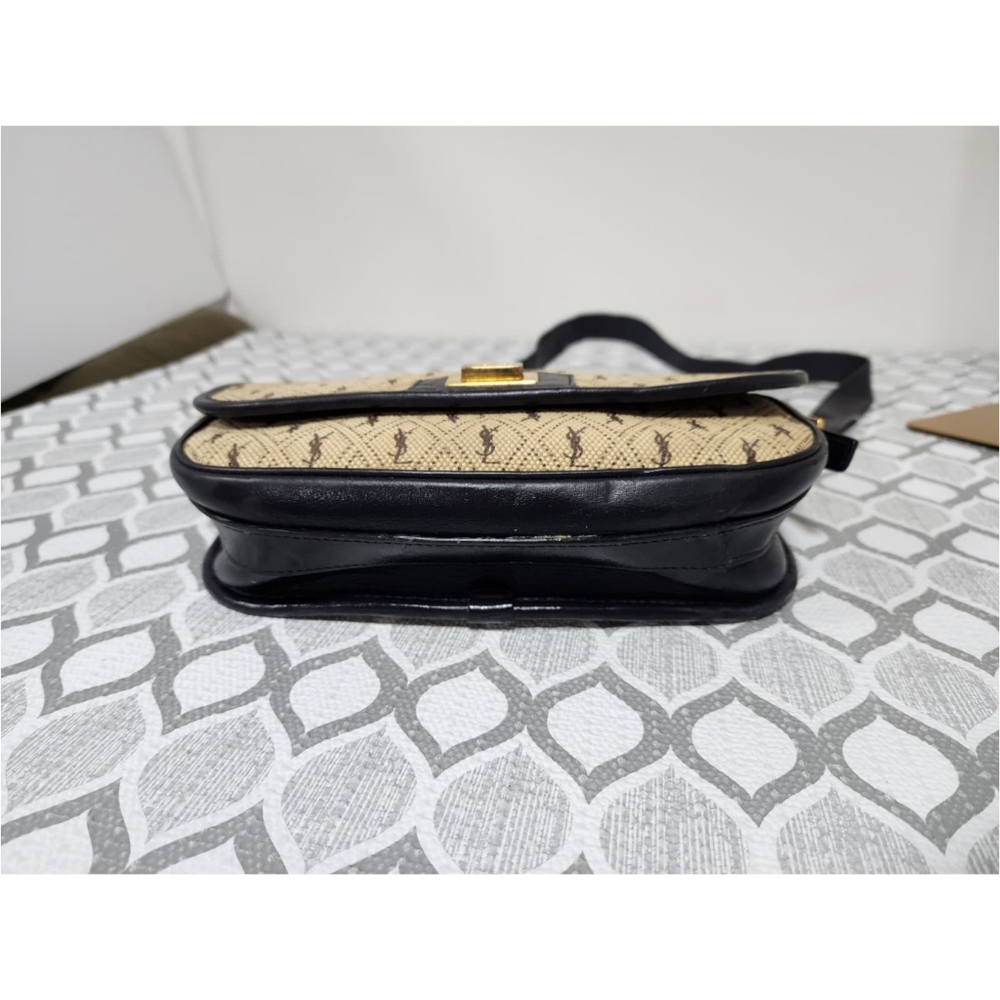 Yves Saint LaurentBeige/Navy Canvas Monogram Satchel Crossbody Bag - Picture 9 of 14